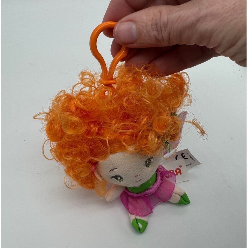 Aurora Cutie Curls Plush Doll Keychain Orange Curly Hair Green Dress - Picture 6 of 6